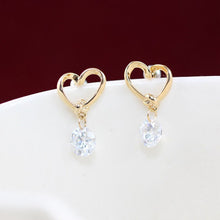 Gold Plated Zircon Crystal Earring Eardrop Earbob Ear Studs Women's Jewelry Gift J4U66