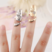 Gold Silver Finger nails Ring With Crystal Dragonfly Fine Jewelry Punk Women Rings Style J4U66