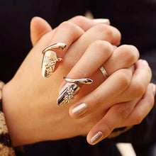 Gold Silver Finger nails Ring With Crystal Dragonfly Fine Jewelry Punk Women Rings Style J4U66