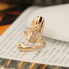 Gold Silver Finger nails Ring With Crystal Dragonfly Fine Jewelry Punk Women Rings Style J4U66