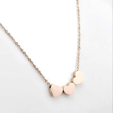 Gold Silver Three Love Heart Chain Pendant Statement Necklace Women Necklace J4U66