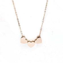 Gold Silver Three Love Heart Chain Pendant Statement Necklace Women Necklace J4U66
