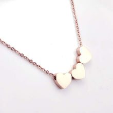Gold Silver Three Love Heart Chain Pendant Statement Necklace Women Necklace J4U66