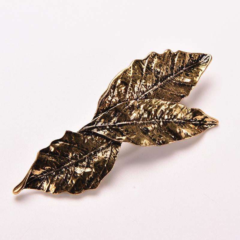 Gold Sliver For Women Jewelry  Side Clips Leaf Hair Pins European Trendy Alloy Leaves Hairpins Hair Accessories J4U66