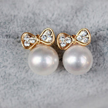 Gold Women Stud Earrings Gifts Bow Knot Pearl Stud Earrings For Women  J4U66