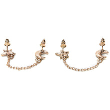 Gold plated Moon & Star Crystal Rhinestone Stud Earrings J4U66