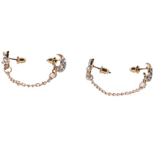 Gold plated Moon & Star Crystal Rhinestone Stud Earrings J4U66