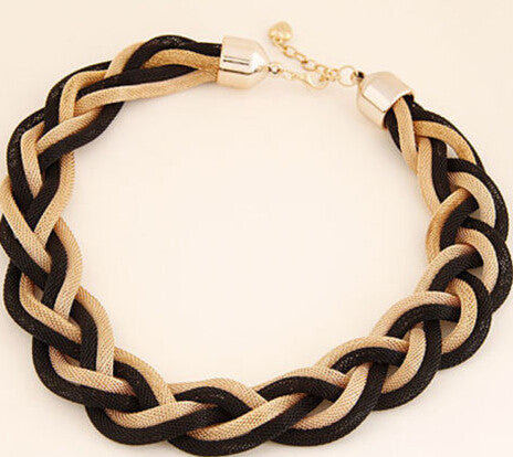 Golden And Black Short Necklace Zinc Alloy Costume Accessory Choker Necklace J4U66
