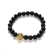 Golden Natural Grinding Stone Bracelets S 2 Colors Lion Head Women Men Beaded Bracelet J4U66