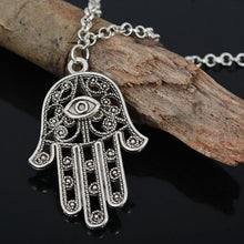 Good Luck Protection Hamsa Symbol Fatima Hand Evil Eye Pendant Chain Necklace J4U66