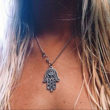 Good Luck Protection Hamsa Symbol Fatima Hand Evil Eye Pendant Chain Necklace J4U66