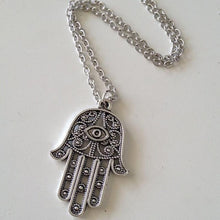 Good Luck Protection Hamsa Symbol Fatima Hand Evil Eye Pendant Chain Necklace J4U66