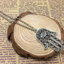 Good Luck Protection Hamsa Symbol Fatima Hand Evil Eye Pendant Chain Necklace J4U66