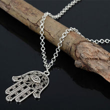 Good Luck Protection Hamsa Symbol Fatima Hand Evil Eye Pendant Chain Necklace J4U66
