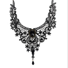 Gothic Collar Lace Necklace For Wedding Party Black Lace& Beads Handmade Short Choker Victorian Steampunk Style J4U66