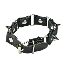 Gothic Metal Cone Stud Spikes Rivet Leather Wristband Punk style Cool Wolf Tooth Bangle Cuff Bracelet J4U66