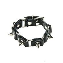 Gothic Metal Cone Stud Spikes Rivet Leather Wristband Punk style Cool Wolf Tooth Bangle Cuff Bracelet J4U66
