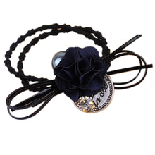 Hair Accessories Flower Hair Rope Big Flower Elastic Hair Ties Rhinestone Pearl Charms Rubber Band Elastic Headwear for Girls J4U66