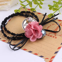 Hair Accessories Flower Hair Rope Big Flower Elastic Hair Ties Rhinestone Pearl Charms Rubber Band Elastic Headwear for Girls J4U66