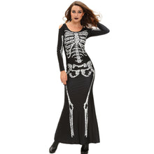 halloween wedding gowns women skeleton dress shouldercut out long sleeve floor length halloween cosplay costume party dresses J4U66