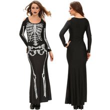 halloween wedding gowns women skeleton dress shouldercut out long sleeve floor length halloween cosplay costume party dresses J4U66