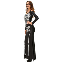 halloween wedding gowns women skeleton dress shouldercut out long sleeve floor length halloween cosplay costume party dresses J4U66