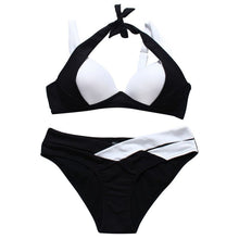 halterneck style women bandage swimwear bra and panties set push up padded bra swimsuit J4U66