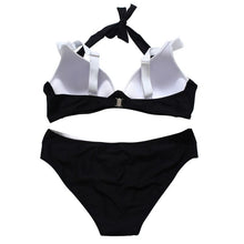Halterneck Style Bandage Swimwear Bra and Panties Set Push-up Padded Bra Swimsuit LY3 J4U66