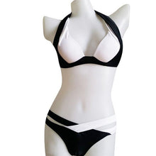 halterneck style women bandage swimwear bra and panties set push up padded bra swimsuit J4U66