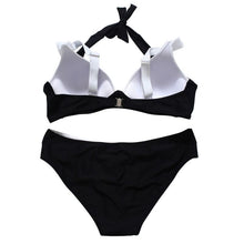 halterneck style women bandage swimwear bra and panties set push up padded bra swimsuit J4U66
