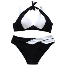 Halterneck Style Bandage Swimwear Bra and Panties Set Push-up Padded Bra Swimsuit LY3 J4U66