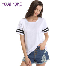harajuku striped print t-shirts women round neck short sleeve cotton casual tops punk t-shirts woman tee shirt femme blusa J4U66