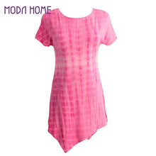 harajuku women oversize t-shirts tie dyed tunic tee shirt femme asymmetric hem short sleeve casual ropa camisas femininas J4U66
