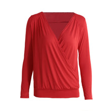 harajuku women t-shirts v neck long sleeve blusa cross solid slim casual tee tops beige red black camisas femininas J4U66