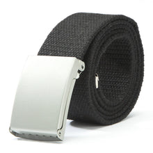 Herren Damen Waist Belt Silver Metal Buckle Canvas Waistband Strap J4U66