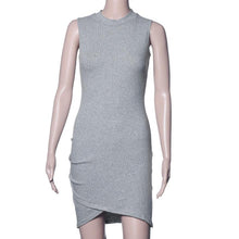 High Collar Slim Bodycon Elegant Party Dress Irregular Perspective Pencil Midi Dress Sexy Sleeveless Dress Club Wear J4U66