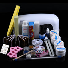 9W Dryer Lamp Tube UV Gel Kit Brush Buffer Guides Toe Seperator Glitter Powder Liquid Tools Nail Tips Glue DIY Kit J4U66