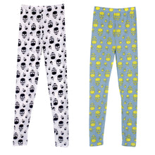 Elegant Fashion Ladies High Waist Yellow White Pants Printed Stretch nine Points Leggings Women Trousers  J4U66