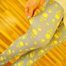 Elegant Fashion Ladies High Waist Yellow White Pants Printed Stretch nine Points Leggings Women Trousers  J4U66