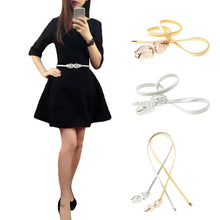 gold silver belts for women lady metal belt flowerclasp elastic waistband skinny strap ceinture femme J4U66