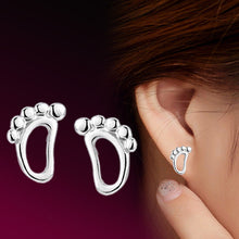 Hypoallergenic Simple Little Feet Earrings Style Silver Plated Stud Earrings J4U66