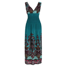 Large Size Sexy Deep V Neck Peacock Shape Bohemia Long Beach Dress Casual Tourism Maxi Dresses J4U66