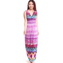 Large Size Sexy Deep V Neck Peacock Shape Bohemia Long Beach Dress Casual Tourism Maxi Dresses J4U66