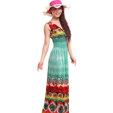 Large Size Sexy Deep V Neck Peacock Shape Bohemia Long Beach Dress Casual Tourism Maxi Dresses J4U66