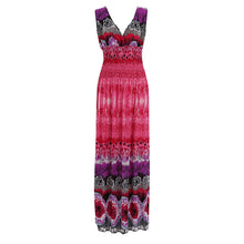 Large Size Sexy Deep V Neck Peacock Shape Bohemia Long Beach Dress Casual Tourism Maxi Dresses J4U66