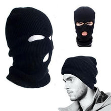 Men's Warm Black Full Face Cover Ski Three Holes Mask Cap Beanie Hat J4U66
