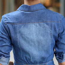 plus size women clothing denim dress slim cowboy casual a line dress with buttons J4U66