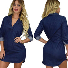 women long sleeve dress v neck denim sexy club dress pocket party mini casual dresses vestidos plus size J4U66
