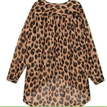 high street fshion women ladies chiffon blouse leopard printed long sleeve high low hem loose tops camisas femininas J4U66