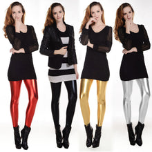 high street women leggings shiny pu leather look sexy fitness leggings elastic waist skinny pencil pants leggins J4U66